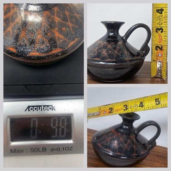 Vintage Artisan Studio Ceramic Clay Pottery Single Stem Bud Holder Signed Vase - Picture 7 of 7